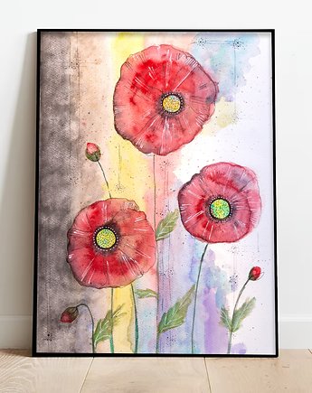 Oryginalna akwarela. Maki 30x40cm, Malgorzata Domanska