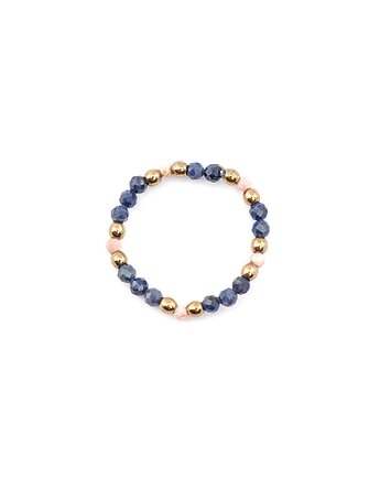 Pierścionek z naturalnych Szafirów i Opali - Wersja Złota, Kulka Bransoletki