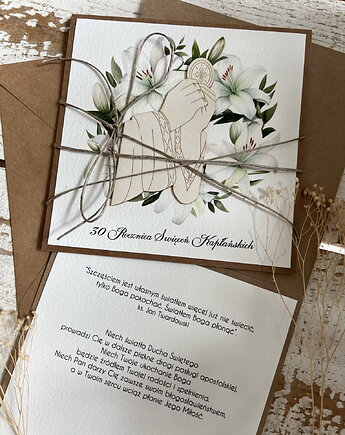 Ręcznie robiona kartka dla księdza z życzeniami na rocznicę święceń, sorte