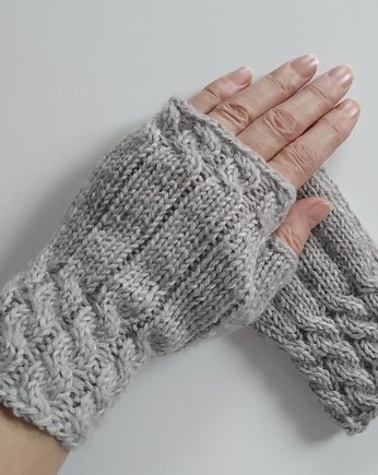Mitenki krótkie beżowe, Sparklyyarn