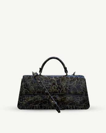 "Audrey Baguette" lakierowana skóra tłoczona na wzór krokodyla, Hedonism