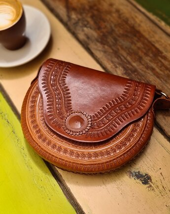 Torebka skórzana ręcznie robiona góralska Tzimol, SempreArte