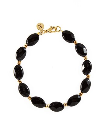 Elegancka bransoletka z małych owalnych Onyksów - Wersja Pozłacana, Kulka Bransoletki