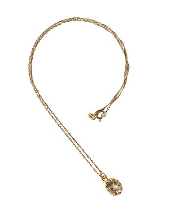 Złoty naszyjnik z zielonym ametystem w stylu Vintage, Blooming Stones