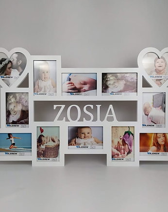 Multirama ramka na zdjęcia z napisem imię mdf 12 zdjęć serca, Wajdrew