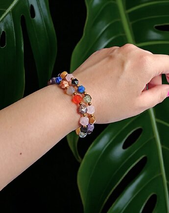 RAZEM TANIEJ! 2 bransoletki: mix kamieni: szlif gwiazdkowy 8mm, kaktusia