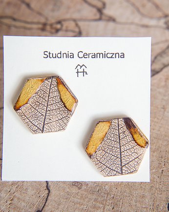 Kolczyki ceramiczne z listkiem, studnia ceramiczna