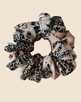 Satynowa gumka satynowa scrunchie owijka frotka pustynna pantera MAXI, Capillum