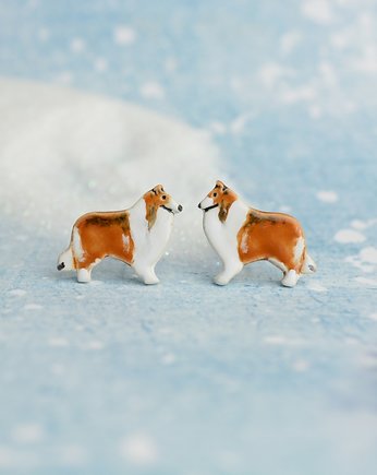 Lassie szkocki collie- kolczyki z psem, Dorca