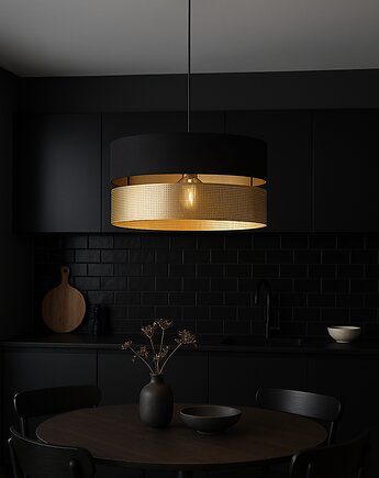 Luksusowa lampa z dużym abażurem dziurki złote, Fabryka Lamp
