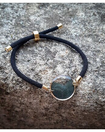Grafitowa bransoletka na sznurku Dolci, Figa handmade accessories