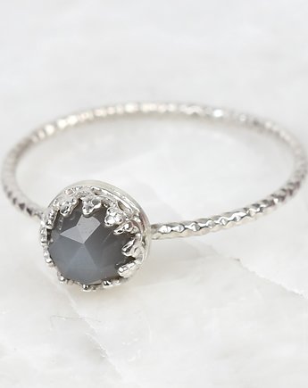 Minimalistyczny pierścionek Petite z kamieniem księżycowym w stylu Vintage, Blooming Stones