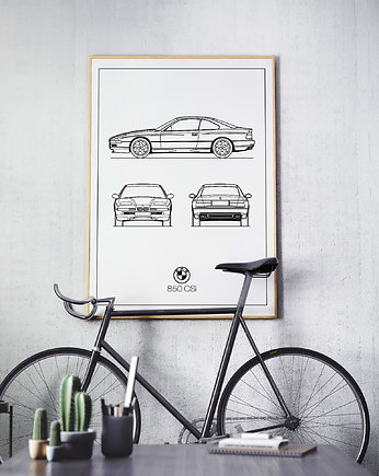 Plakat Legendy Motoryzacji - BMW 850 CSi, Peszkowski Graphic