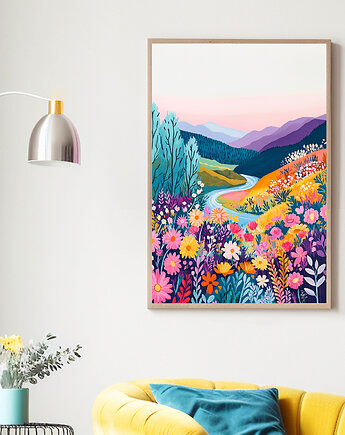 Plakat Baśniowe góry i łąki w magicznych pastelowych barwach, Harvest Maison