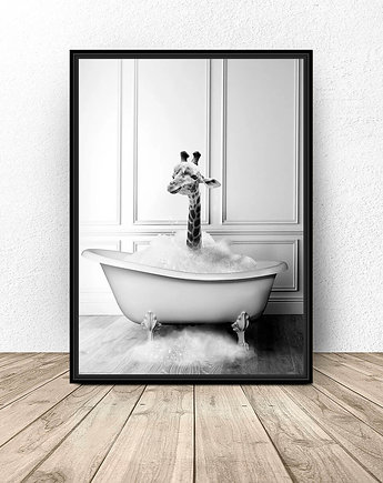 Plakat do łazienki "Żyrafka w wannie", scandiposter