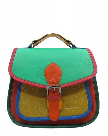 Torebka damska kolorowa skórzana skóra naturalna rączka pasek OLIVKA, Olivka Warsaw