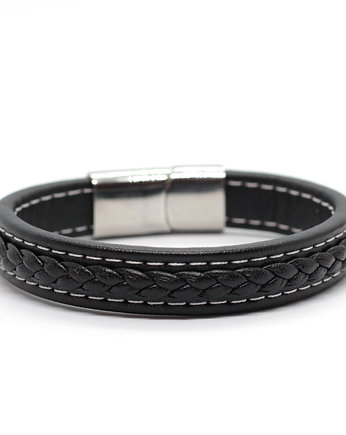 Bransoleta męska czarna ze srebrnym, Kociokwik Jewelry