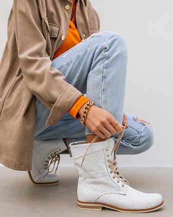 RĘCZNIE ROBIONE BOTKI WORKERY ZAPATO 428 BIAŁY, Zapato