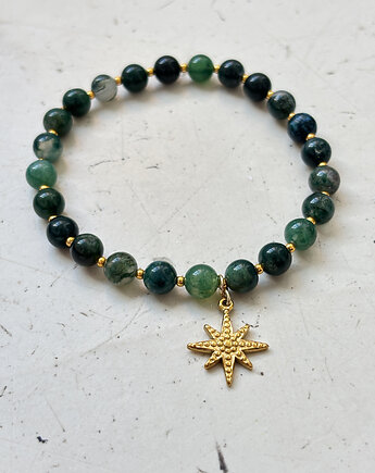 Bransoletka na gumce Agat zielony, Chmolowska Jewellery