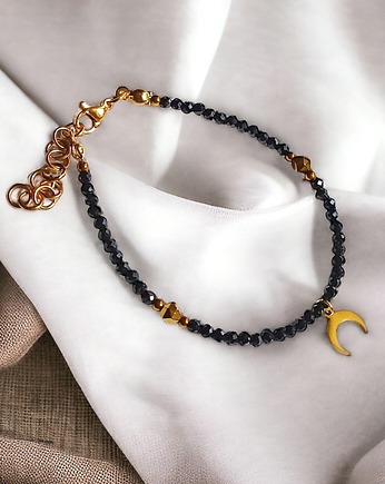 Ochronna bransoletka : lunula & czarny turmalin w pudełku jubilerskim, kaktusia