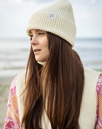 Czapka Hiro z wełny merino biała, Woolish