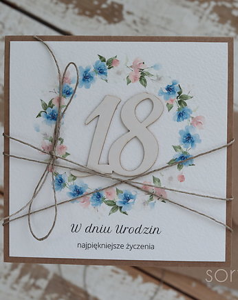 Stylowa kartka na 18 urodziny, na osiemnastkę, sorte