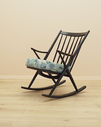 Fotel bujany Reenskaug, Bramin, czarny tek, lata 60., Przetwory design