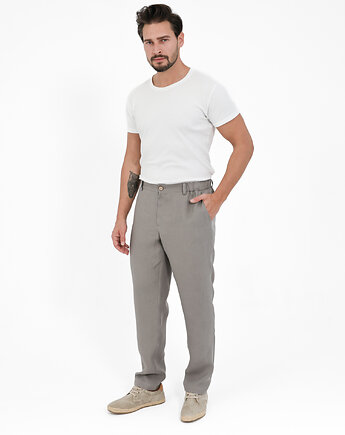 Lniane spodnie SUNSET true gray, OSOBY - Prezent dla emeryta