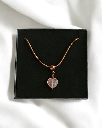 Uroczy naszyjnik: serduszko KWARC TRUSKAWKOWY: wyjątkowy prezent, kaktusia