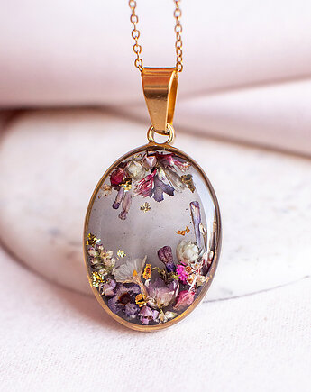 Wisiorek z kompozycją kwiatową, nature gift