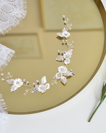 Długa  gałązka z kwiatami i cyrkoniami, Anelis Atelier