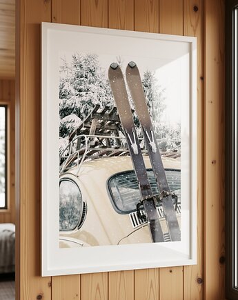 PLAKAT narty SKI zimowy vintage góry, black dot studio