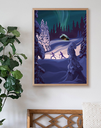 Plakat zorza polarna Aurora borealis, minimalmill