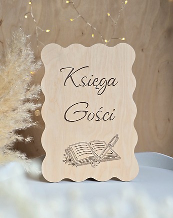 Drewniana tabliczka ślubna z grawerem - Księga Gości, BohoSuszki