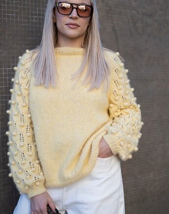 Sweter Zoya, handmade, bawełna, baby alpaka, merino M/L, Sirka Handmade