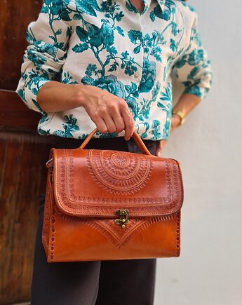 Kuferek torebka damska skórzana wzory Linda góralska skóra, SempreArte