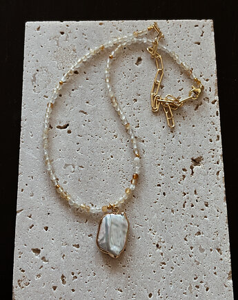 Naszyjnik Cytryn z Perłą, Chmolowska Jewellery
