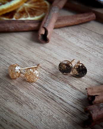 Podwójne kolczyki z brokatem, Figa handmade accessories