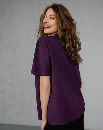 Klasyczny T-shirt bluzka Ludmiła śliwkowa, Zaiste!