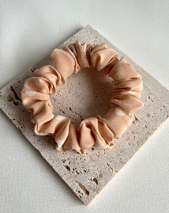 Jedwabna brzoskwiniowa gumka do włosów Peach - mini 8 cm, Volie Line