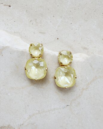 Cytrynowe Kolczyki Sztyfty AMORE Soft Yellow Ignite, White Jasmine