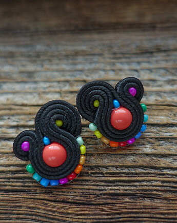 Kolorowe Lentinki- kolczyki soutache, Mró Soutache