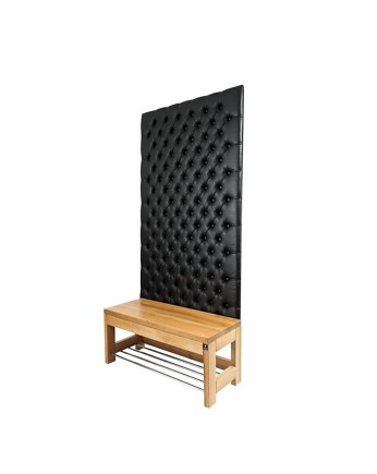 Ławka z Panelem Ściennym Pikowanym Siedzisko Drewno Lite LPPK-17, EMRA WOOD DESIGN