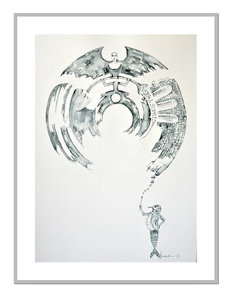 Verba sumus V, obraz akwarelowy, akwarela obraz surrealizm, Galeriai