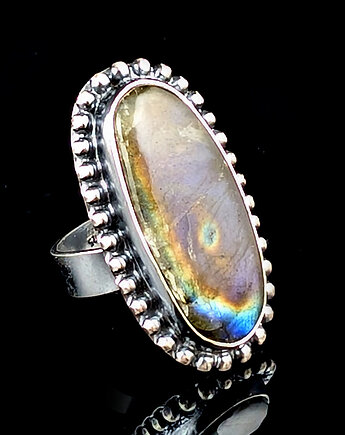 Pierścionek wiosenna tęcza- labradoryt, Pracownia Neores