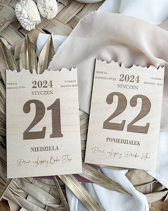 Zestaw drewnianych kartek z kalendarza dla Babci i Dziadka, Winietka dekoruje