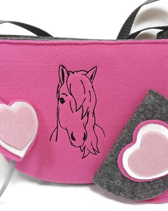 Torebeczka z koniem, mała, portfelik, opaska, Made by Joan