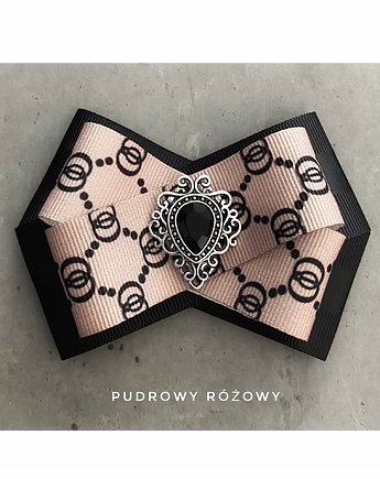 Brosza w stylu Glamour z czarnym kryształkiem, Pudrowy Różowy