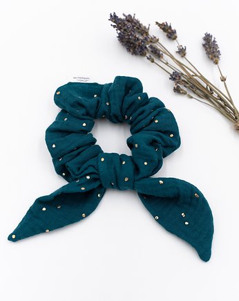 Scrunchie/ frotka Muślin ze złotem, wu handmade
