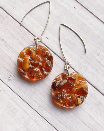 S A L E : Kolczyki bursztyn w żywicy, kaktusia